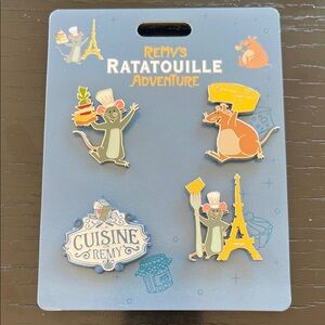 Disney Pixar Remy’s Ratatouille Adventure 4 - Pin Set (R-8) with backer card.